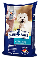 Сухой корм Клуб 4 Лапы Premium для взрослых собак малых пород с ягненком и рисом 14 кг