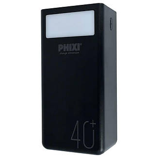 Повербанк PHIXI P40 40000 mAh Flash Lamp 10W 2.1A LED Black, фото 2