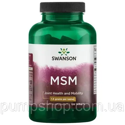 Метилсульфанілметан (МСМ) Swanson MSM Ultra MSM 1.5 гр 120 таб., фото 2