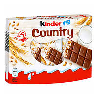 Шоколадный батончик Kinder Country Milk с начинкой из злаков и молока, 9 шт. по 23.5 г.