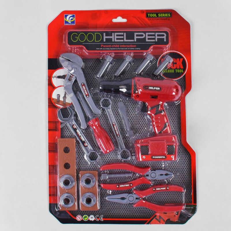 Іграшковий набір інструментів Good Helper YF 779, на аркуші, із шурупокрутом, фото 1