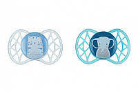 Пустышки для новорожденных, силиконовые симметричные, голубые, для мальчика, 2 шт, Nuvita