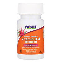 Витамин D3, NOW Foods Vitamin D3 10 000 IU 120 мягких капсул