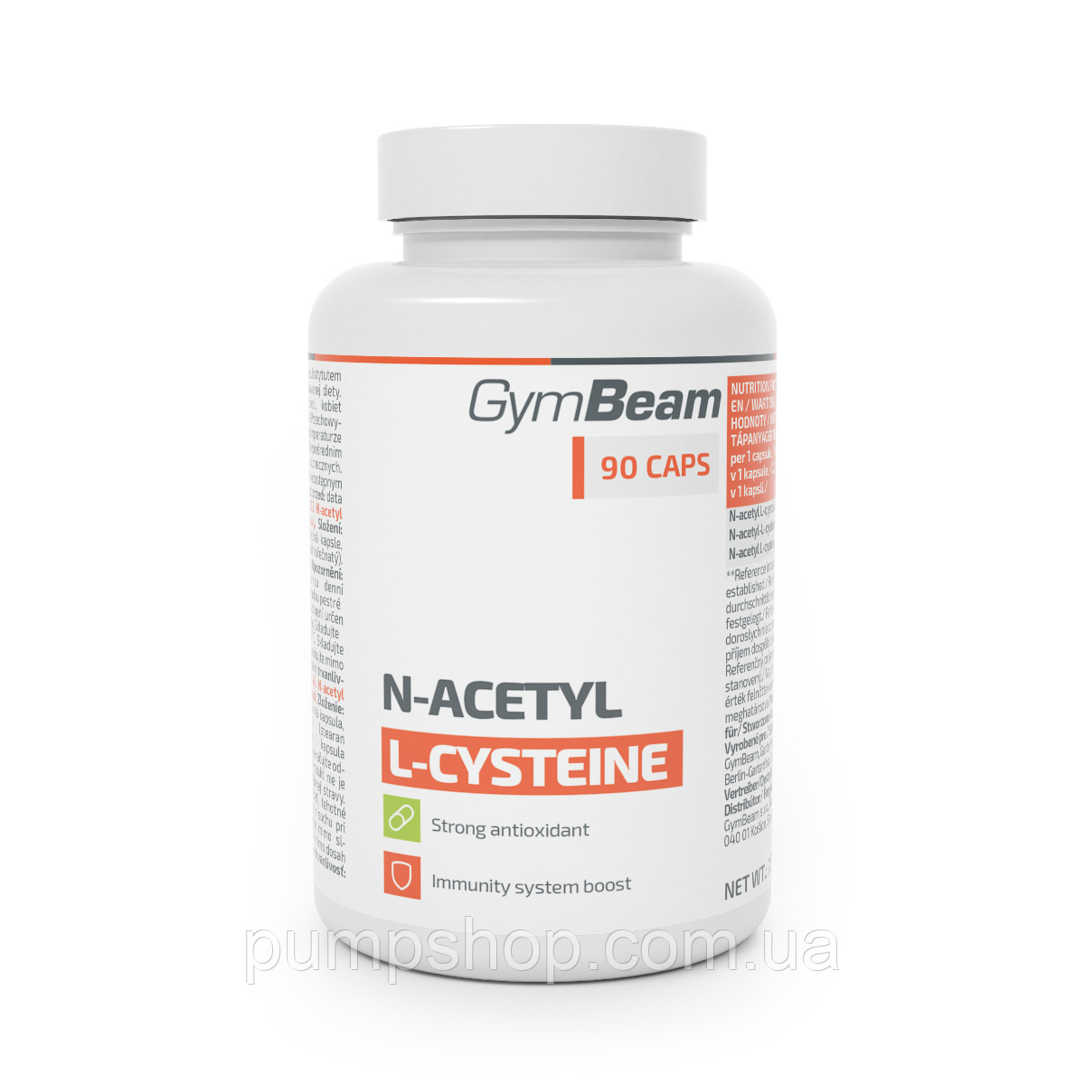 Амінокислота N-ацетил L-цистеїн NAC GymBeam N-acetyl L-cysteine 90 капс.
