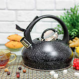 Чайник зі свистком 3 л мармурове покриття Edenberg EB-8812 Чайник для індукційної плити Чайник газовий, фото 9