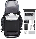 Рюкзак міський Bange BG-7267 USB-роз'єм вологостійкий дорожний для ноутбука 15,6 колір чорний 25л, фото 6