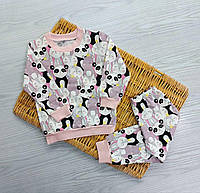 Пижама трикотажная для девочки с начесом рост 86-116
