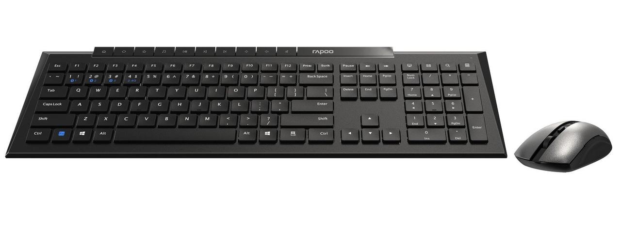 Комплект клавіатура + миша бездротова USB + Bluetooth Rapoo 8210M Wireless Black чорна#