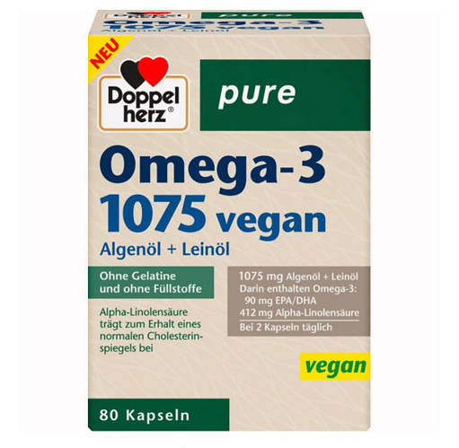 Купить Омега-3 1075 vegan 80 шт. Doppelherz, 61,2 г (Германия), цена ...