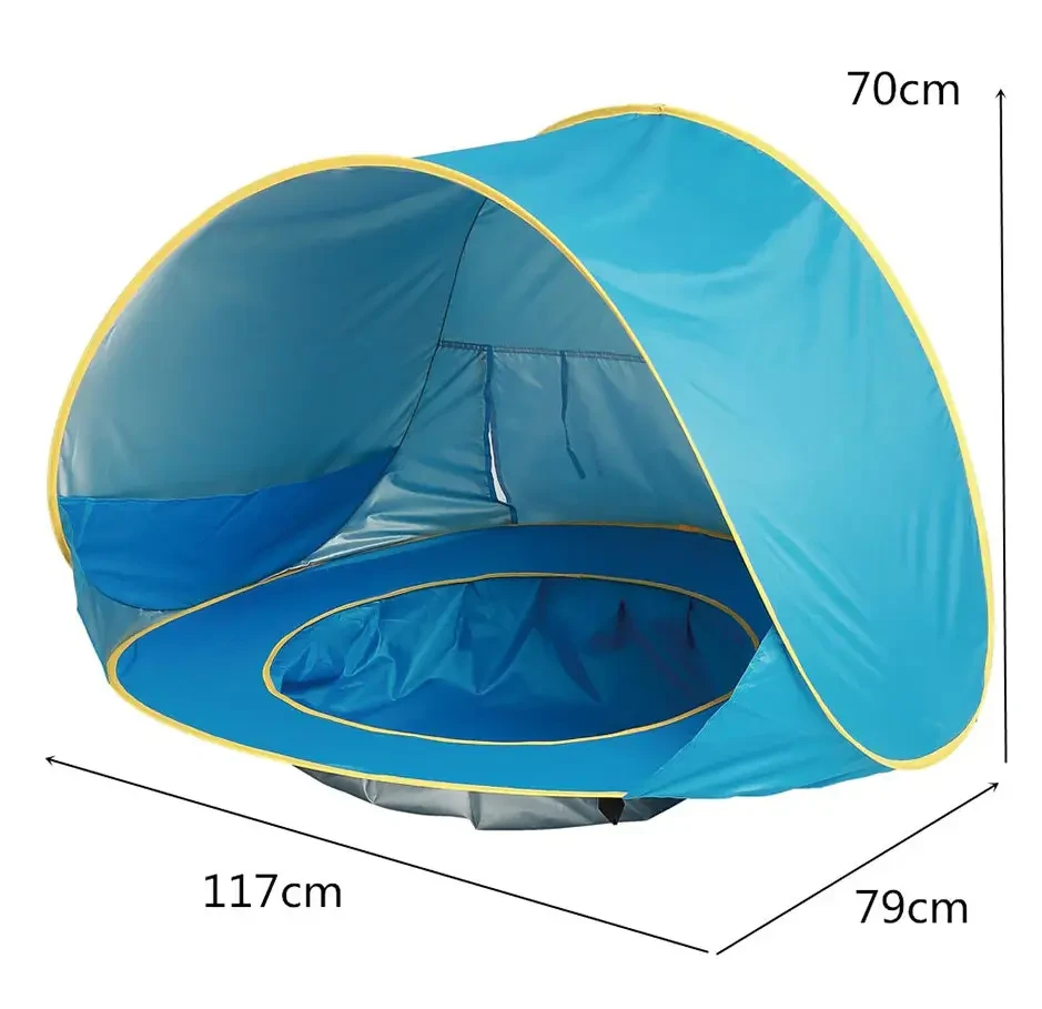 Палатка детская игровая с бассейном (автоматическая) 117х79см, Голубая - фото 2 - id-p1553229492