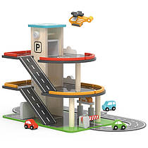 Дерев'яний 3-рівневий паркінг з АЗС Viga Toys 44509