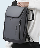 Рюкзак міський Bange BG-2517 USB-роз'єм вологостійкий дорожний для ноутбука 15,6 колір сірий 25л, фото 2