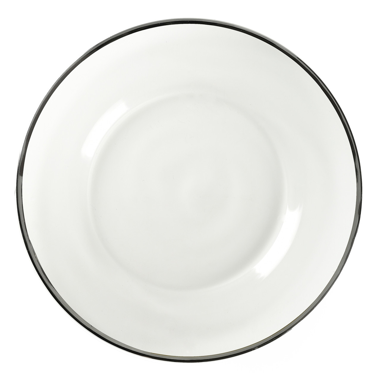 Тарілка підставна скляна REMY-DECOR Halo Glass Silver Ø 33см кругла срібний край на святковий стіл