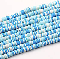 Плоскі намистини з полімерної глини, біло-блакитний мікс, 6 мм, (50 шт./пач.)