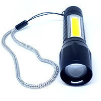 Фонарь ручной аккумуляторный светодиодный BL 517 COB usb micro charge карманный черный