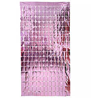 Шторка занавес квадрат для фотозоны, 2х1 м., цвет - розовый металлик