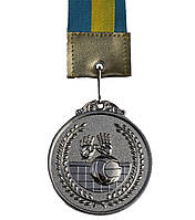 Спортивна нагорода медаль зі стрічкою d = 65 мм (2 місце срібло) Волебол