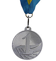 Спортивная награда медаль с лентой d=50 мм (1 место серебро) 5200