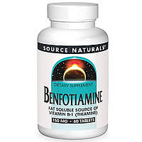 Бенфотиамин, 150 мг, Benfotiamine, Source Naturals, 60 таблеток
