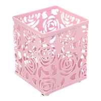 Подставка для ручек квадратная металлическая розовая