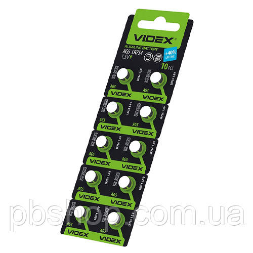 Батарейка таблетка 10шт AG5 LR754 LR48 Videx, лужна