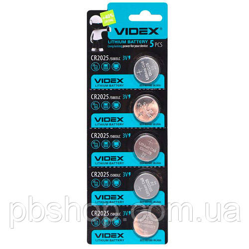 Батарейка таблетка 5шт CR2025 5003LC DL2025 3В Videx, літій, фото 1