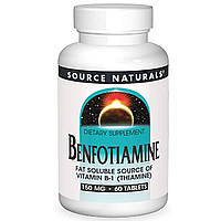 Бенфотіамін, 150 мг, Benfotiamine, Source Naturals, 60 таблеток