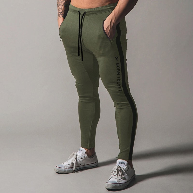 Спортивні штани Lyft кольору хакі з чорними лампасами, фото 1