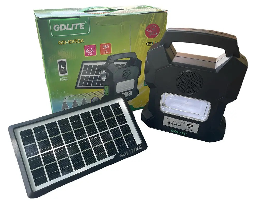 Портативна сонячна автономна система Solar GDLite GD-1000A + FM радіо + Bluetooth