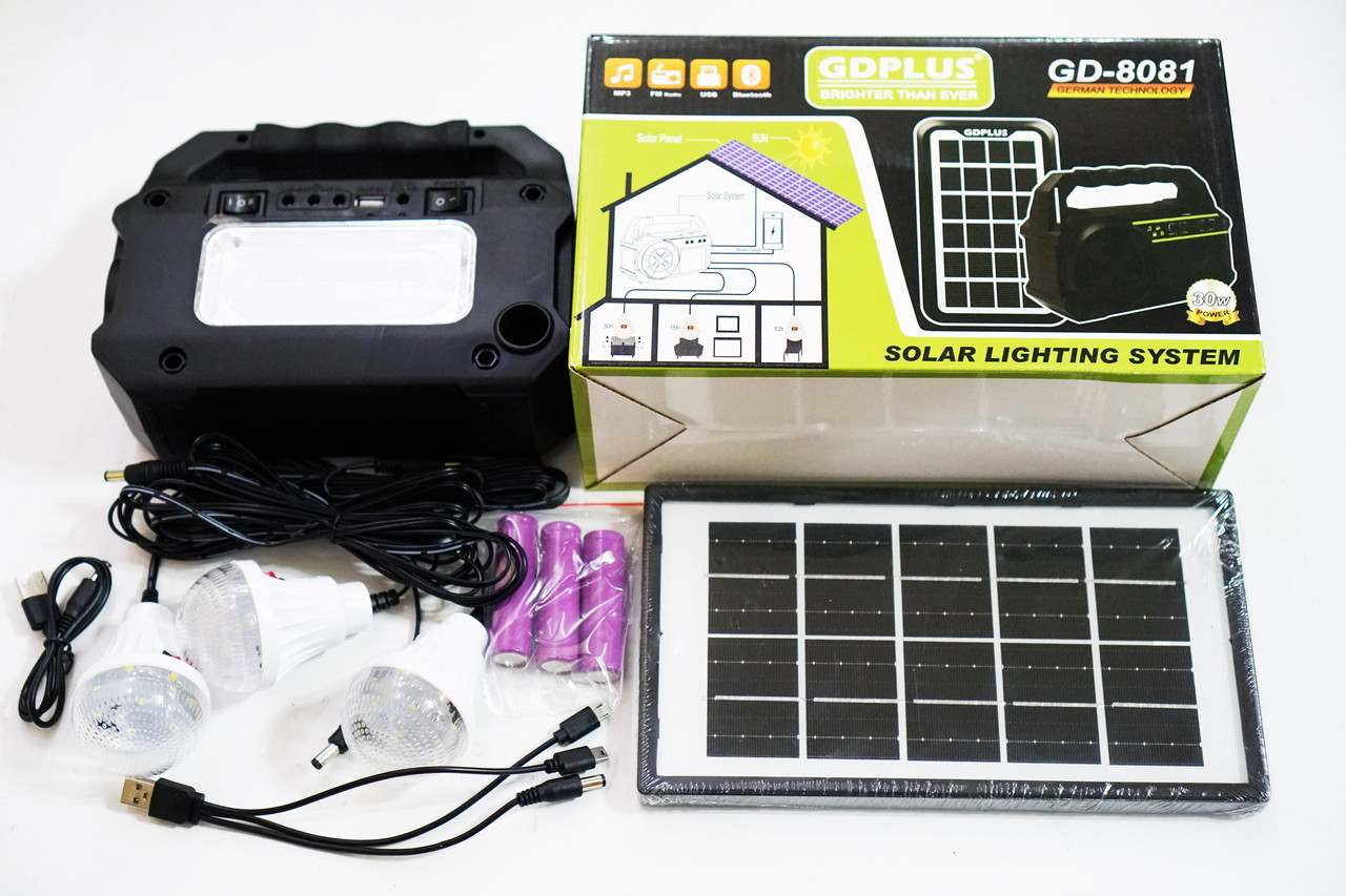 Портативна сонячна автономна система Solar GDPlus GD-8081 + FM радіо + Bluetooth