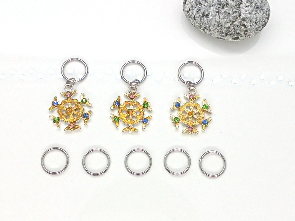 Пирсинг для волос - Снежинка золотистая - Новогодний набор #306 (8шт), фото 1