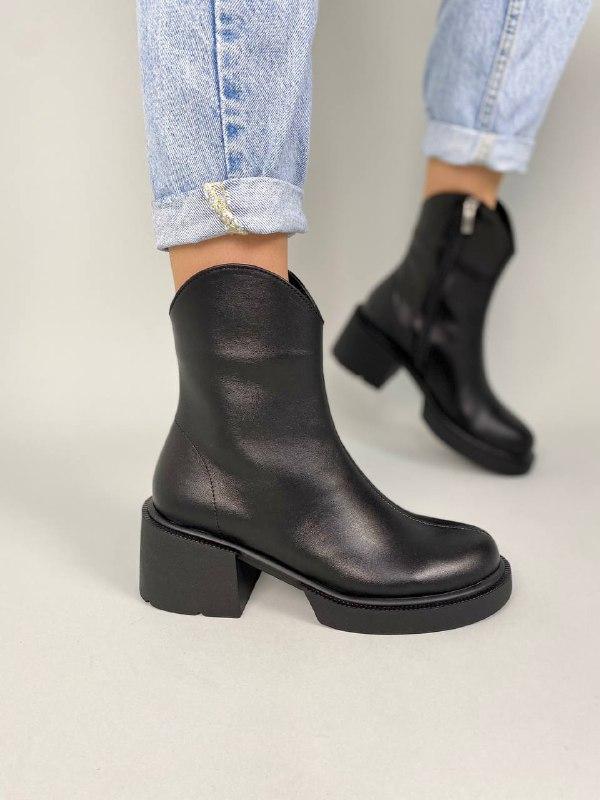 Жіночі демісезонні черевики ShoesBand Чорні натуральні шкіряні всередині байка 39 (25 см) (S89051-4д)