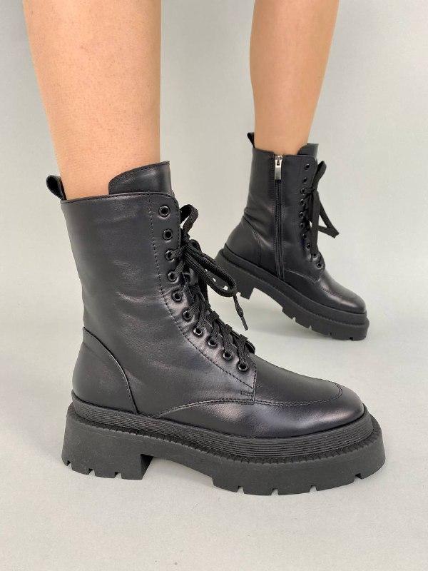 Жіночі зимові черевики ShoesBand Чорні натуральні шкіряні всередині напіввовна 37 (24 см) (S99581-1з)