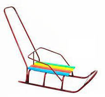 Гр Сани "Класік" круглі полози бордовий / З РУЧКОЮ /