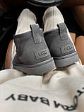 Уги жіночі UGG Ultra Mini Grey сірі міні короткі натуральний замш на хутрі стильні, фото 4