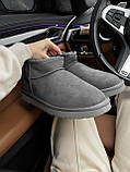 Уги жіночі UGG Ultra Mini Grey сірі міні короткі натуральний замш на хутрі стильні, фото 5