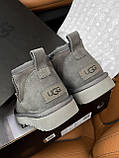 Уги жіночі UGG Ultra Mini Grey сірі міні короткі натуральний замш на хутрі стильні, фото 6