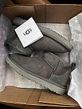 Уги жіночі UGG Ultra Mini Grey сірі міні короткі натуральний замш на хутрі стильні, фото 7