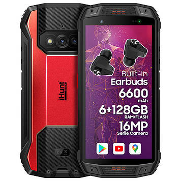 Протиударний телефон захищений водонепроникний смартфон iHunt Fit Runner 4G Red - 6/128 Гб, 6600 мАч