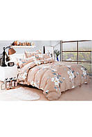 Комплект постельного белья бежевого цвета с цветочным принтом полуторка 152283S