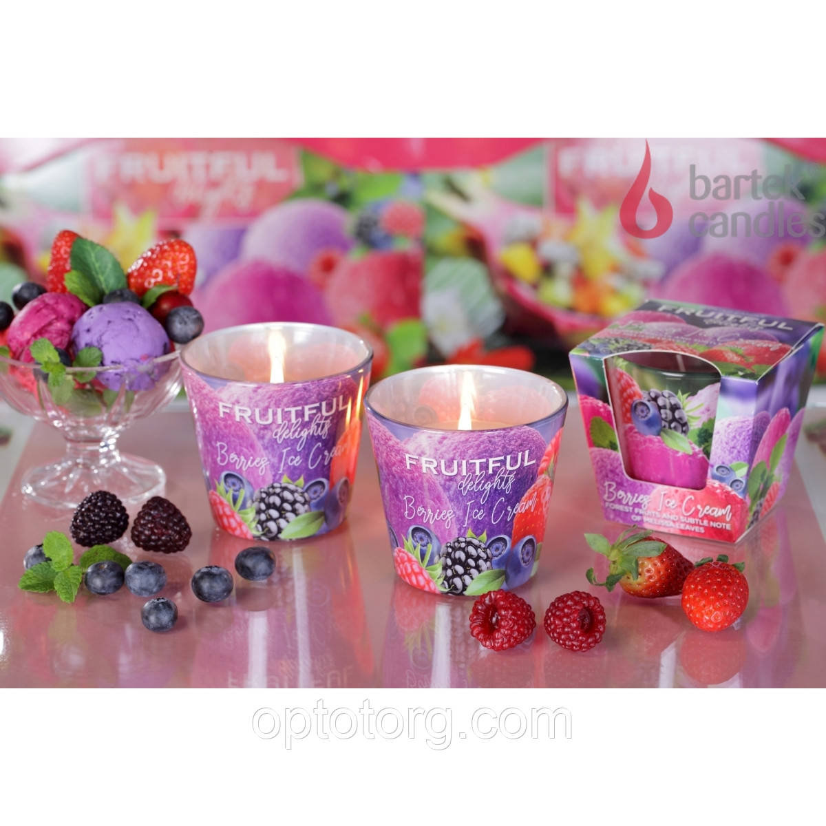 Свічки Bartek ароматизовані в склянці Fruitful 115 г, фото 1
