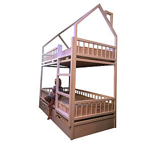 Дитяче ліжечко-будиночок з дерева (з Вільхи/Липи/Ясеня) "Астерікс та Абелікс"