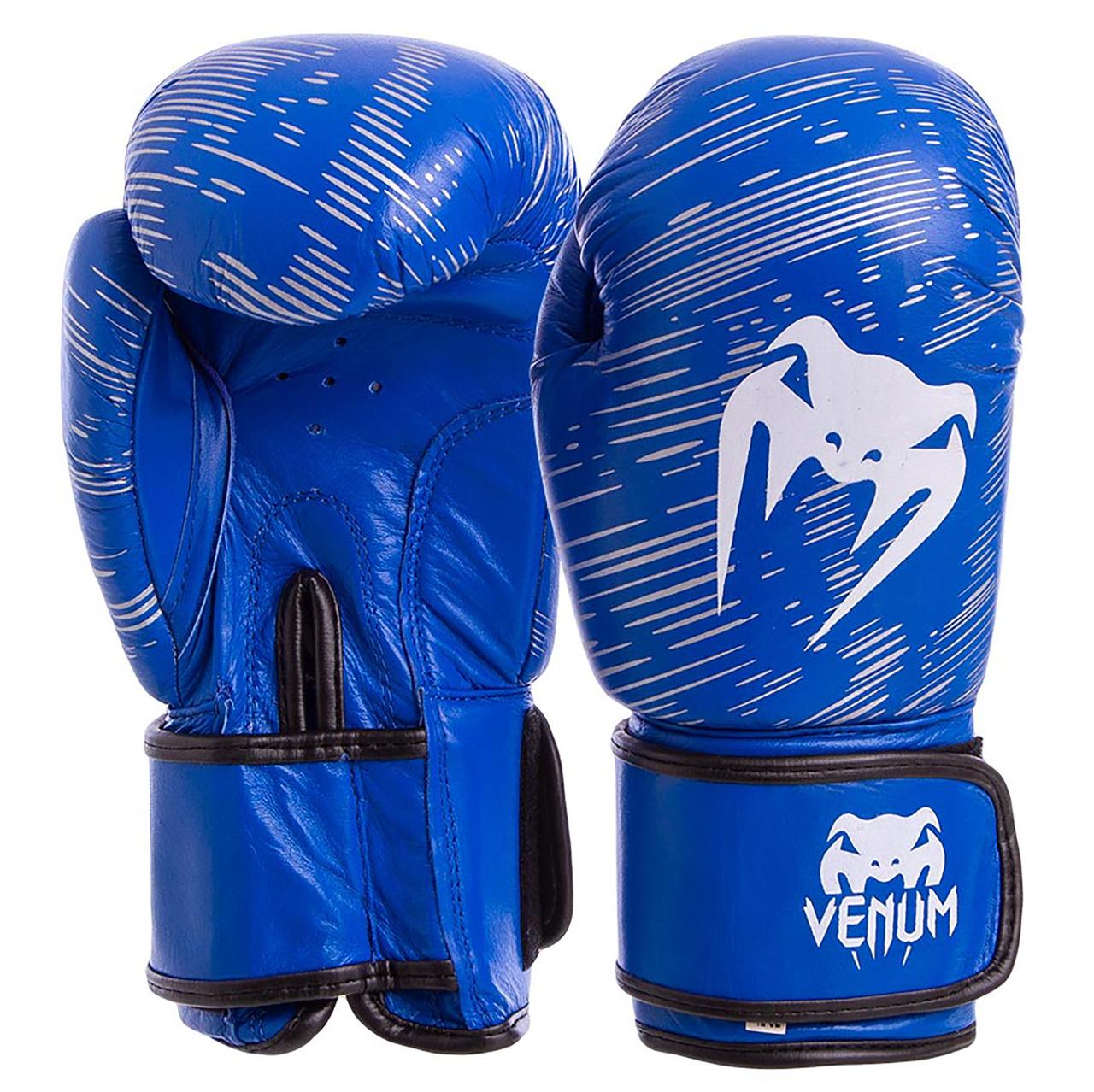 Рукавиці для боксу кікбоксингу Venum PVC VNM сині 12oz шкіра