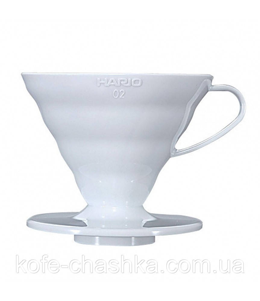 Пуровер Hario V60 02 білий пластиковий для заварювання кави на 1-4 чашки