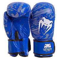 Перчатки для бокса кикбоксинга Venum PVC VNM синие 12oz кожа