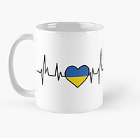 Чашка Керамическая Кружка с принтом Кардио Украина Cardio Ukraine Белая 330 мл