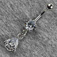 Сережок банан у пупок сріблястий із медичної сталі від Stainless Steel Крапля довжина штанги 23 мм + підвіска