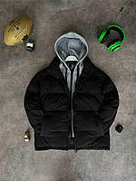 Куртка пуховик мужская зимняя до -20 черная теплая молодежная укороченная дутая Турция