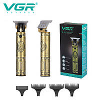 Машинка для стрижки волосся trimmer VGR V-085 Gold трімер для бороди на акумуляторі, машинка для перукарів