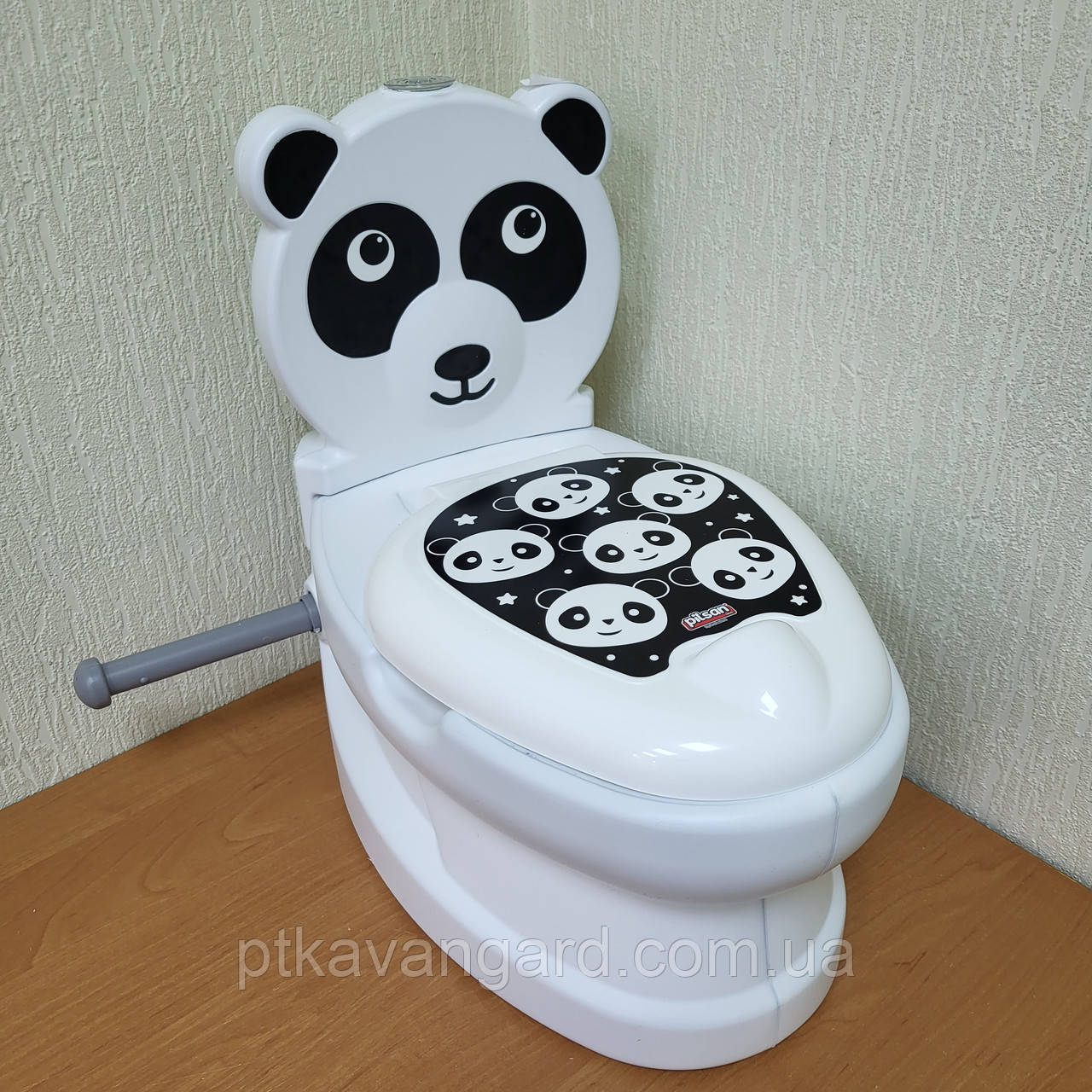 Дитячий навчальний горщик унітаз Панда, від 18 місяців, звук зливу, спинка, горщик знімний, Pilsan 07-561, фото 1